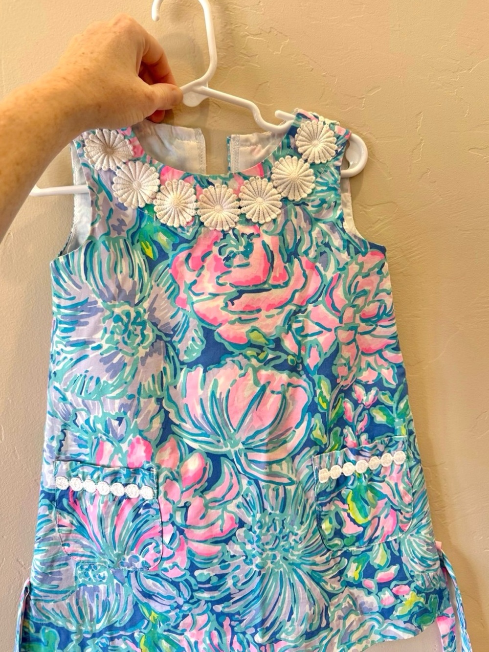 Lilly Pulitzer Girls Floral Shift Dress - Pink, Aqua & Blue